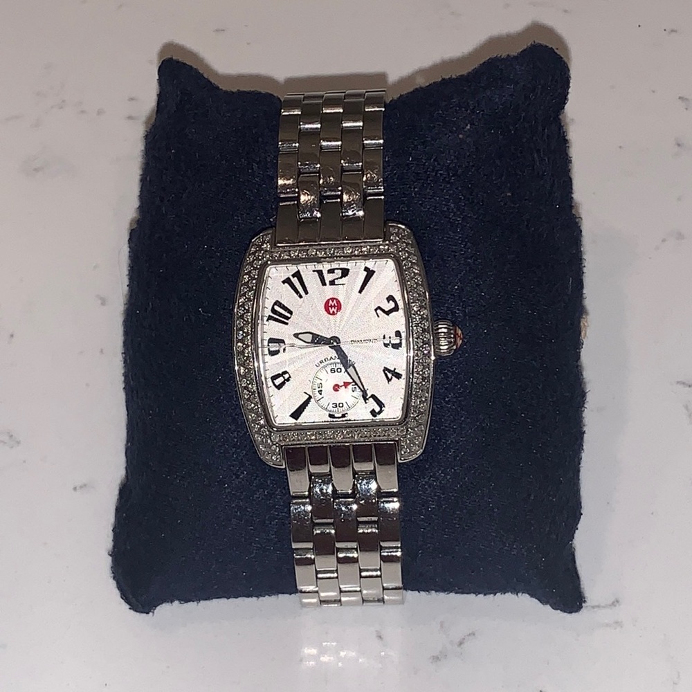 AUTHENTIC MICHELE URBAN MINI WATCH W/ DIAMONDS